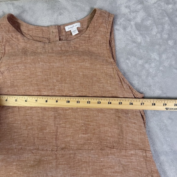 J Jill 100% Linen Dress Size Small Petite Tan/Orange Beach Vacation Pockets - Picture 7 of 15